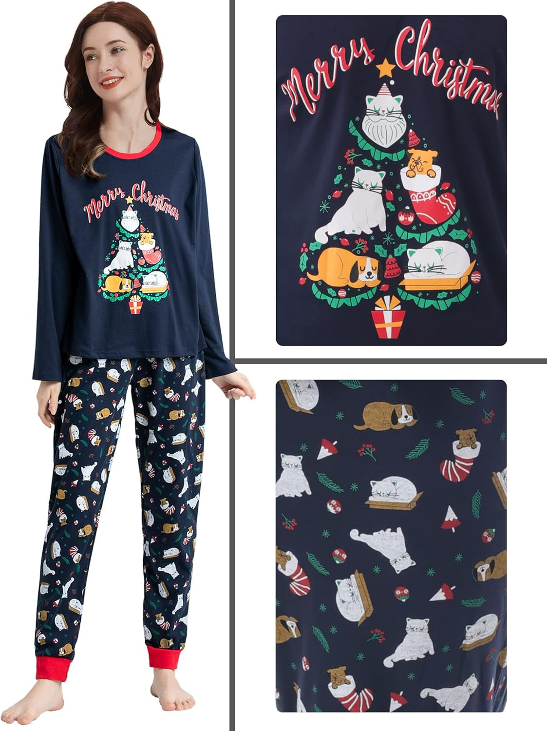 Family Matching Pajama Sets Cute Christmas Tree Sleepwear Snowman Holiday PJS for Couples and Kids