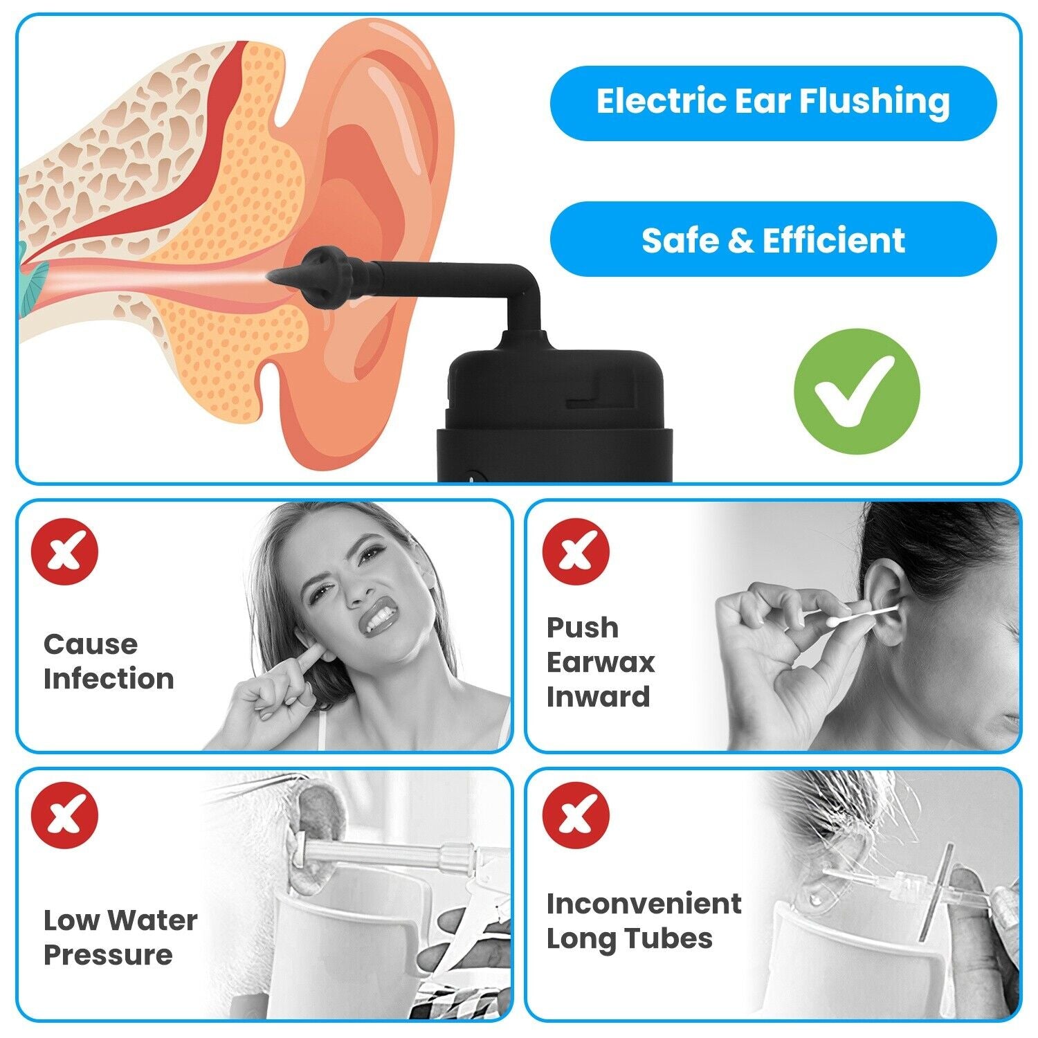 Ear Wax Water Flush Machine for Ear Washer Electric Ear Wax Removal Kit Flusher