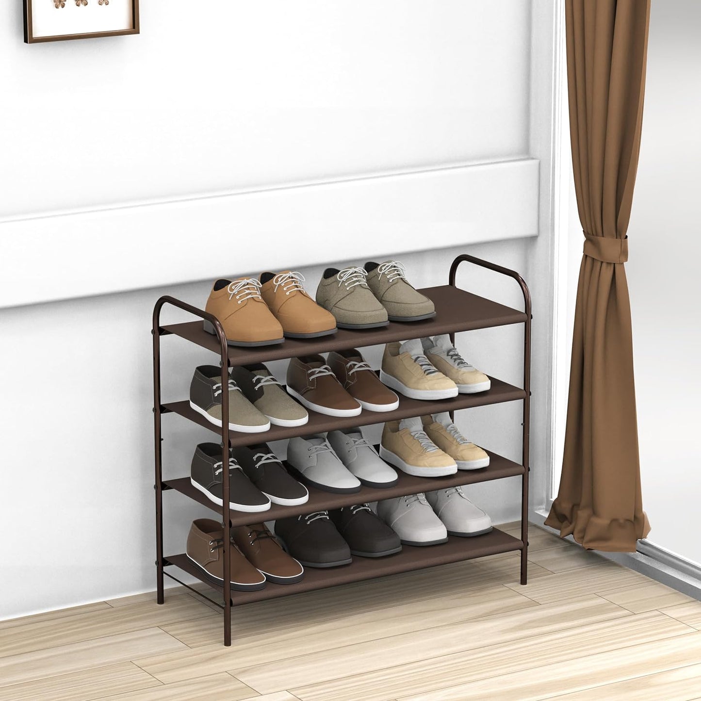 4-Tier Shoe Rack Storage Organizer, Bronze