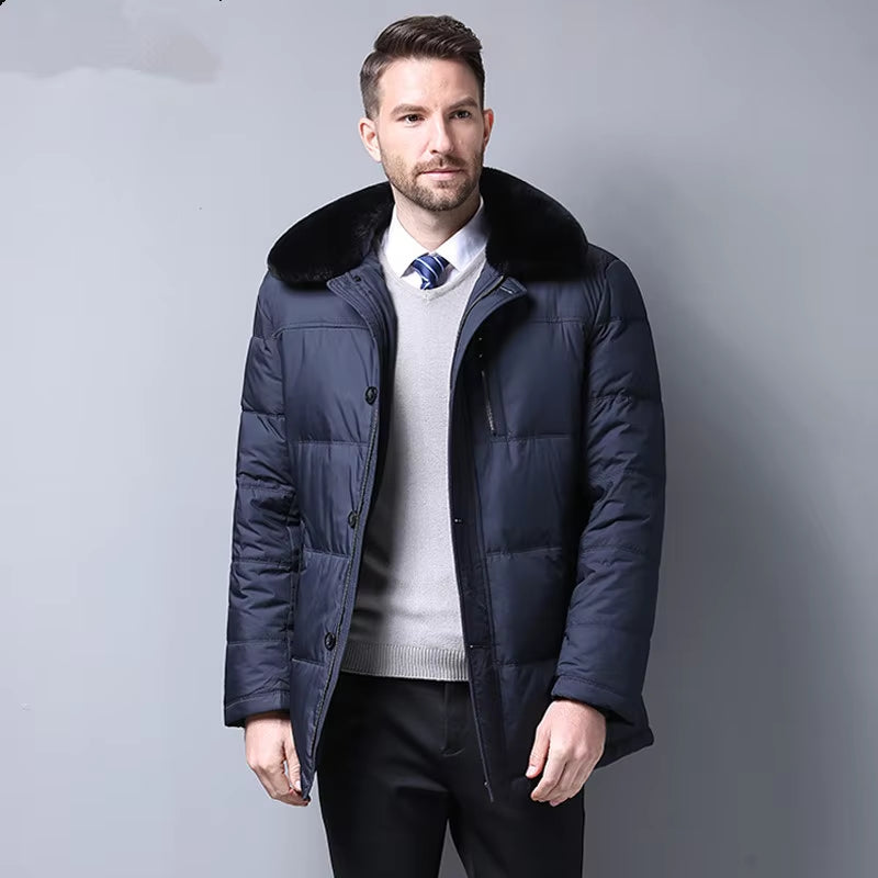 Men 90%White Duck down Jacket Men Clothes 2019 Men Rabbit Fur Collar Warm Parkas Casaco Masculino SRYF868 MY798