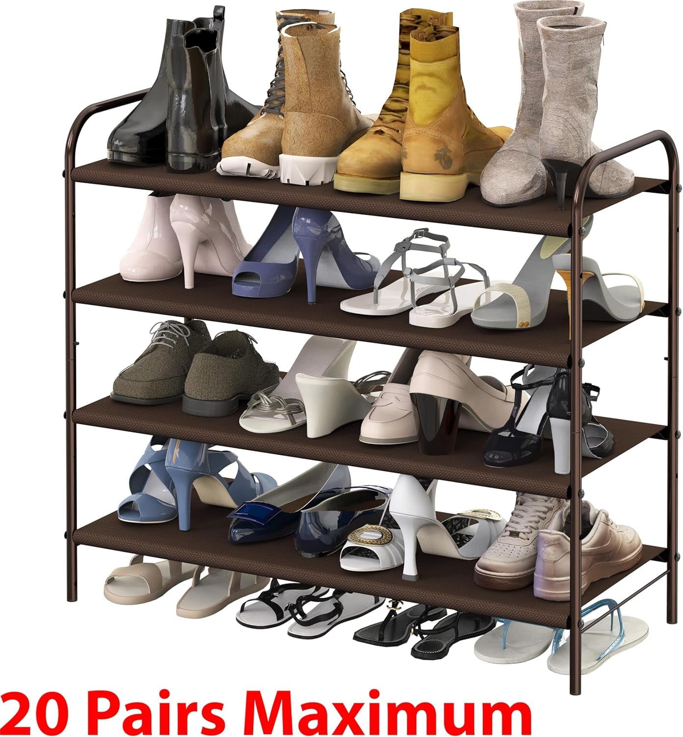 4-Tier Shoe Rack Storage Organizer, Bronze