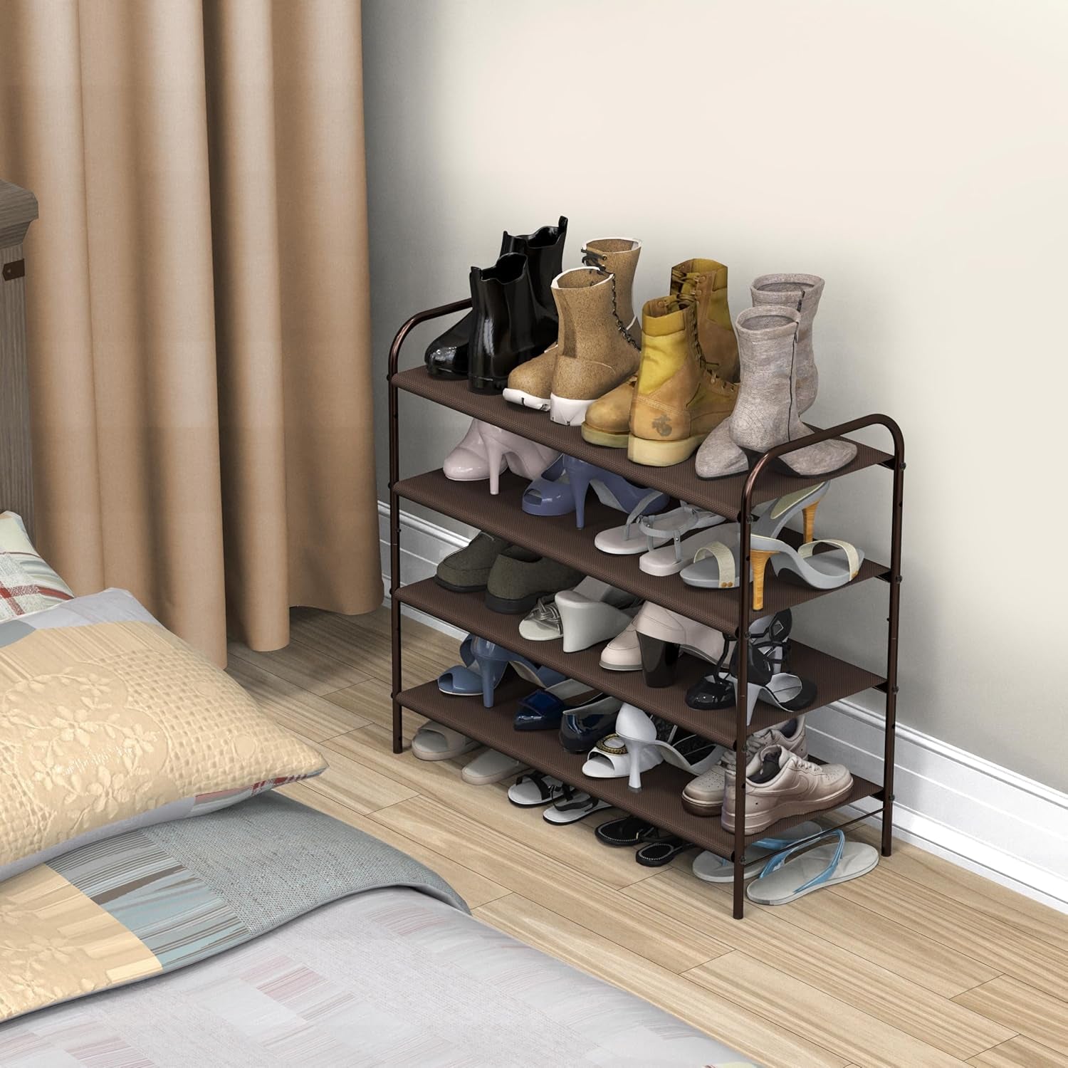 4-Tier Shoe Rack Storage Organizer, Bronze