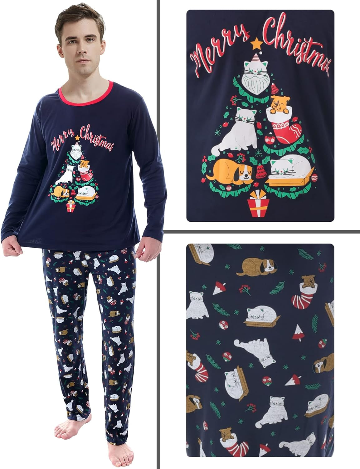 Family Matching Pajama Sets Cute Christmas Tree Sleepwear Snowman Holiday PJS for Couples and Kids