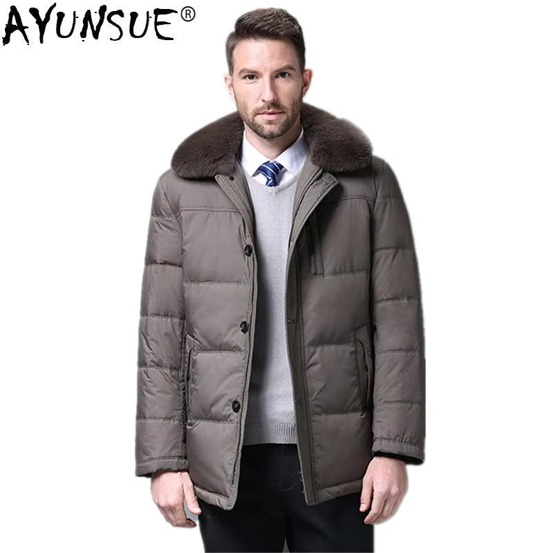 Men 90%White Duck down Jacket Men Clothes 2019 Men Rabbit Fur Collar Warm Parkas Casaco Masculino SRYF868 MY798