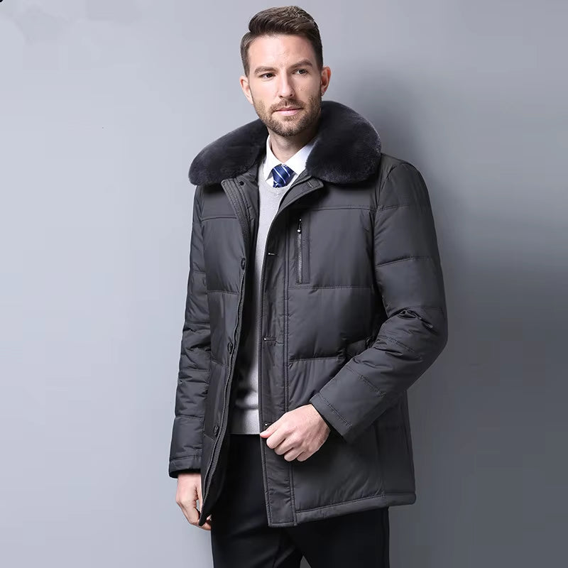 Men 90%White Duck down Jacket Men Clothes 2019 Men Rabbit Fur Collar Warm Parkas Casaco Masculino SRYF868 MY798